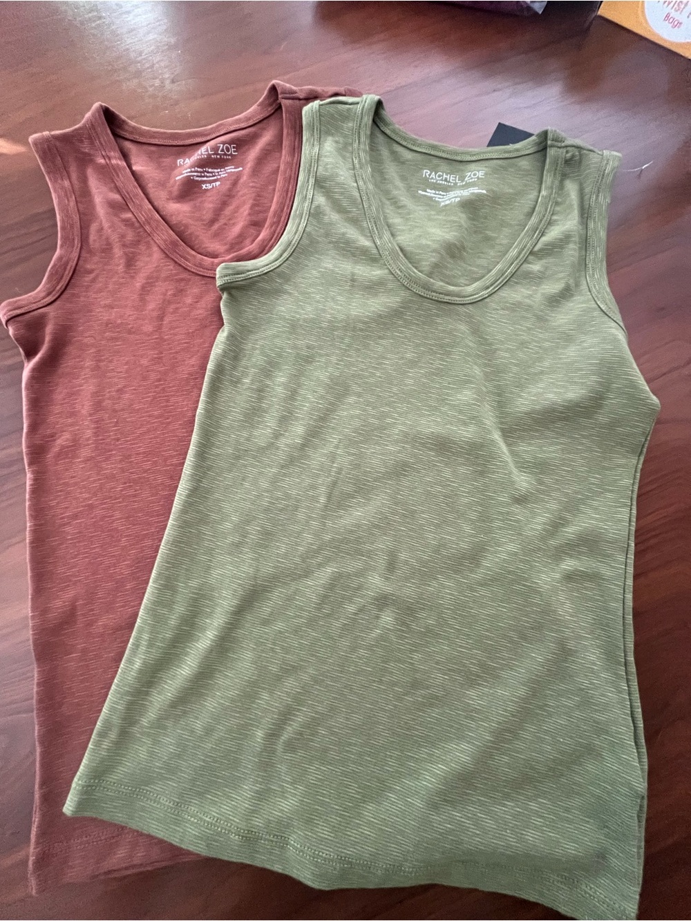 Rachel Zoe Olive Green & Brown Tank Tops - Set of 2